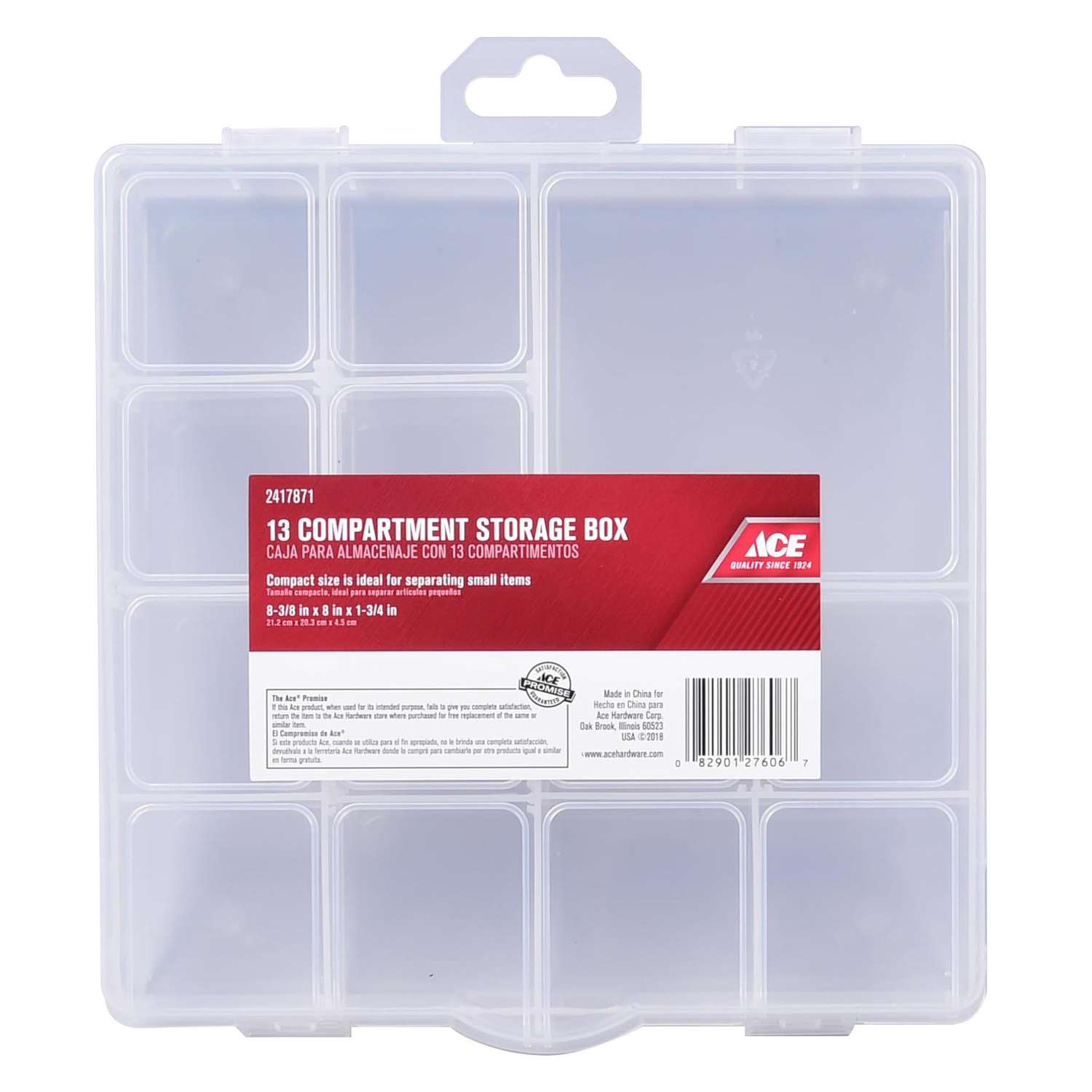 Ace 8 in. L x 8 in. W x 13/4 in. H Tool Storage Bin Plastic 13