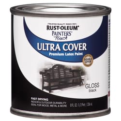 Rust-Oleum Painters Touch Gloss Black Water-Based Ultra Cover Paint Exterior and Interior 0.5 pt