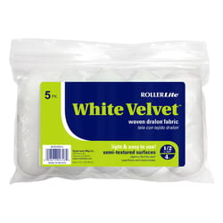 RollerLite White Velvet Woven Dralon Fabric 4 in. W X 1/2 in. Mini Paint Roller Cover Refill 5 pk