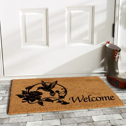 Home & More 1.42 W X 2.42 L Brown Hummingbird Welcome Coir Door Mat