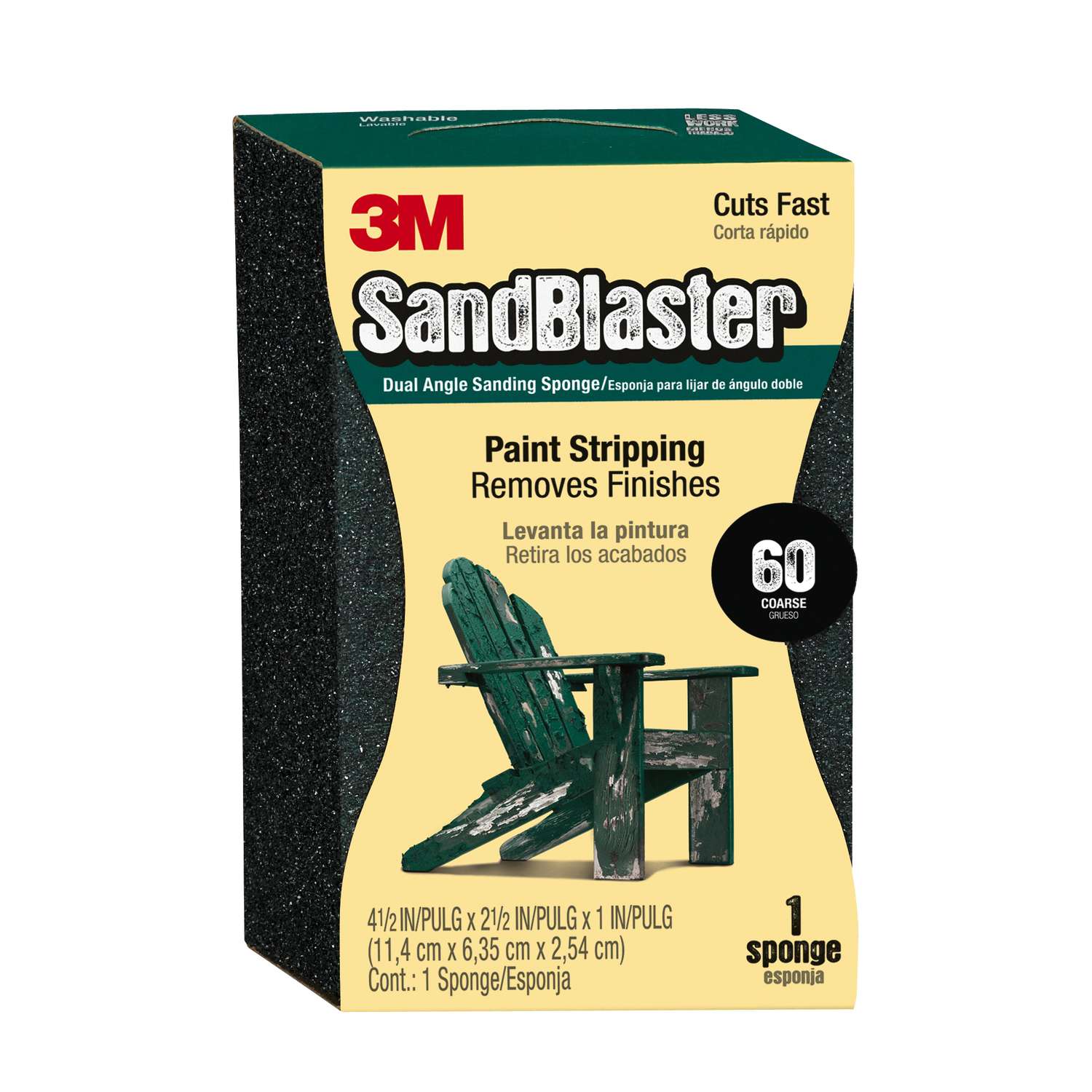 3M 41/2 in. L x 21/2 in. W x 1 in. Medium Sanding Sponge Ace Hardware