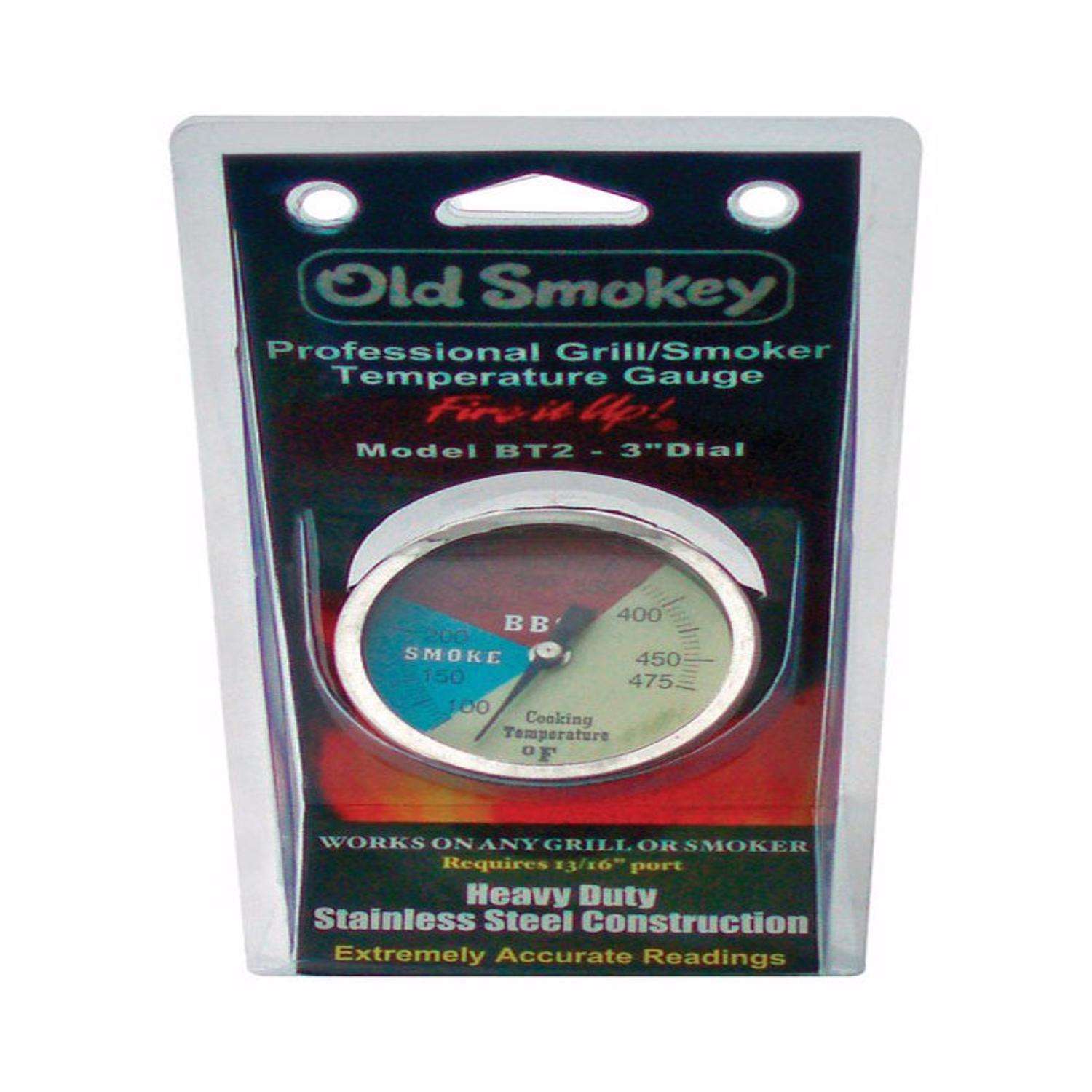 Old Smokey Round Dial Grill Thermometer - 3-in Stainless Steel Gauge - Fits  Most Brands/Models - Heavy Duty Construction - Easy to Install in the Grill  Thermometers department at