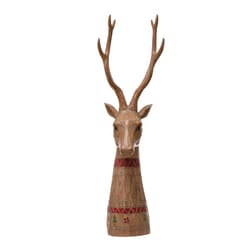 Creative Co-op Natural Carved Deer Head Table Decor 19 in.