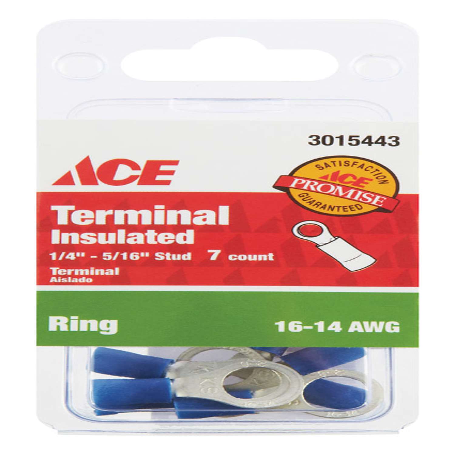 Ace 1614 AWG Ring Terminal Blue/Gray 7 pk Ace Hardware