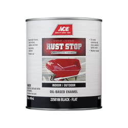 Ace Rust Stop Indoor and Outdoor Flat Black Oil-Based Enamel Rust Preventative Paint 1 qt