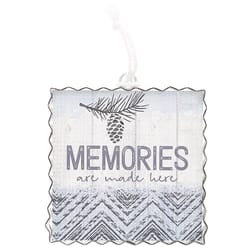 Pavilion Wild Woods Lodge 6 in. H X 1 in. W X 6.5 in. L Galvanized Blue/Cream MDF/Metal Cabin Sign