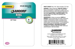 Jandorf 6 Ga. Insulated Wire Terminal Ring Blue 2 pk