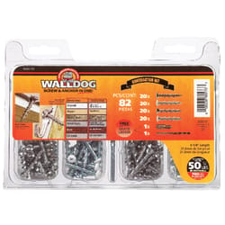 HILLMAN Walldog No. 10 Ga. X 1-1/4 in. L Phillips Pan Head Coarse Screw/Anchor Contractor Kit