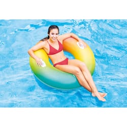 Colorful Inflatable Ball And Round Tube Floating In Swimming Pool