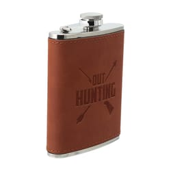 Pavilion Man Out Brown/Silver Stainless Steel/PU Leather Flask