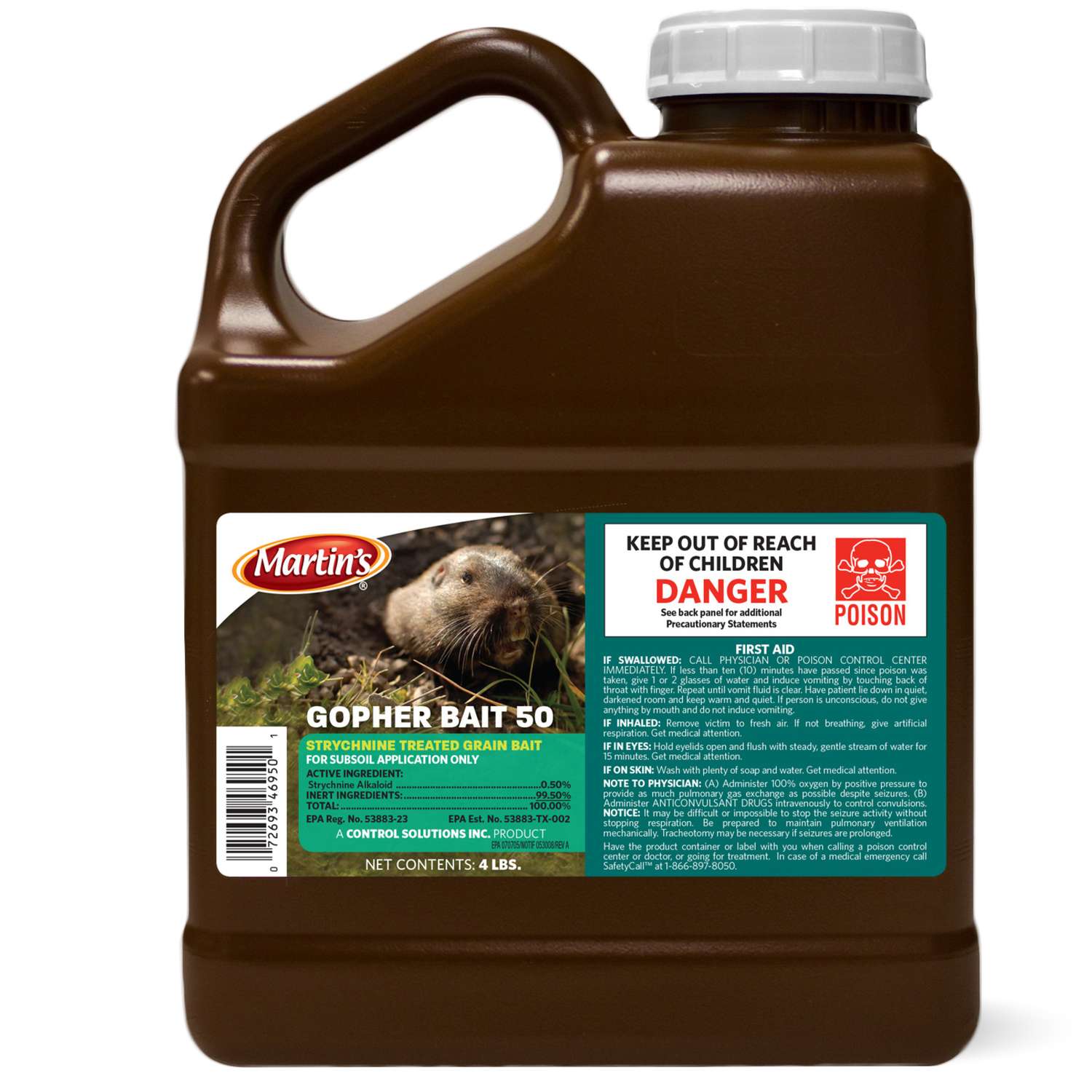 Martin's Gopher Bait 50 Toxic Bait Granules For Gophers and Moles 4 lb