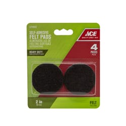 Ace Felt Self Adhesive Protective Pad Brown Round 2 in. W 4 pk