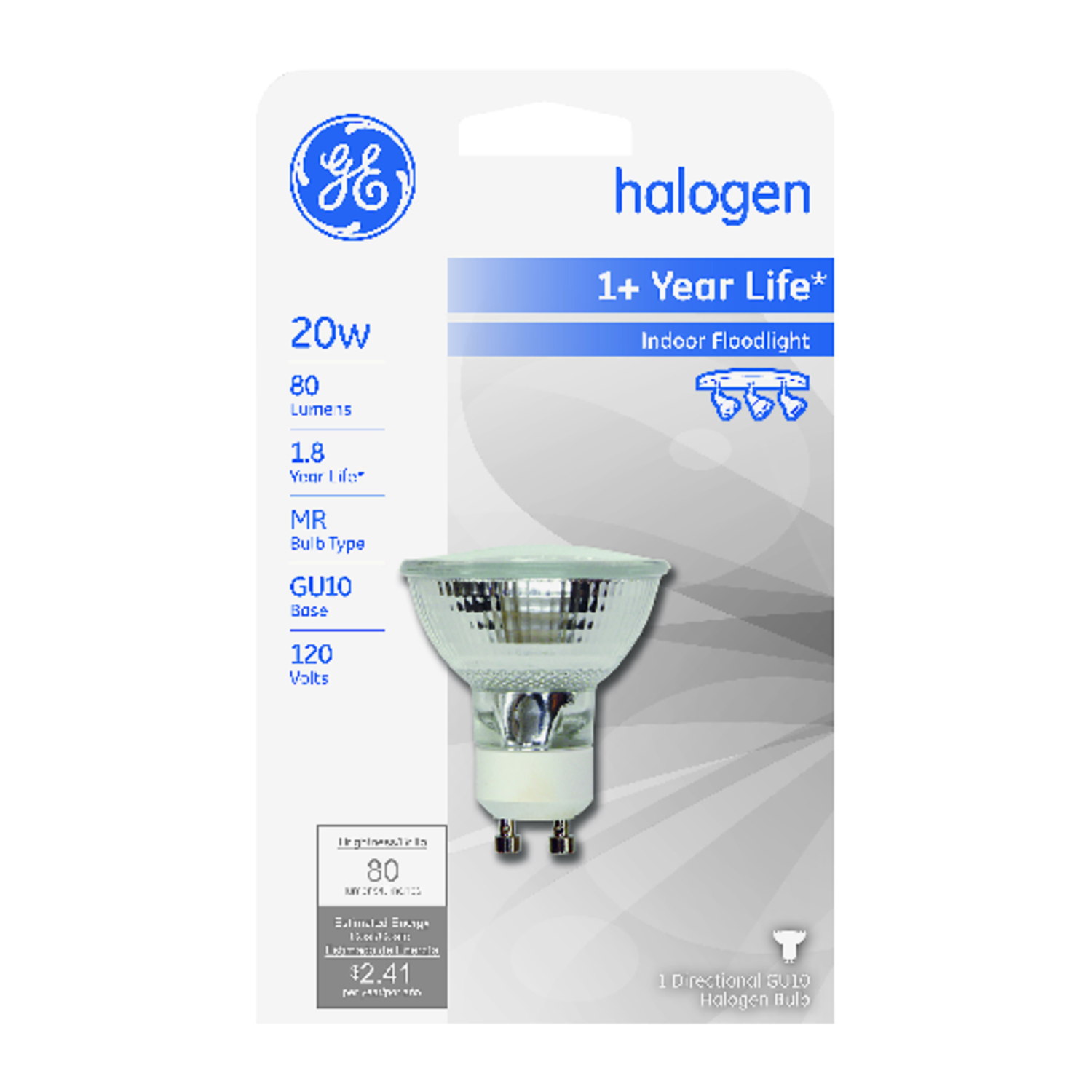 GE Edison 20 W MR16 Floodlight Halogen Bulb 80 lm White 1 pk