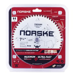 Norske 7-1/4 in. D X 5/8 in. Ultra Thin Kerf Carbide Saw Blade 60 teeth 1 each