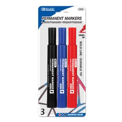 Bazic Products Assorted Chisel Tip Permanent Marker 3 pk