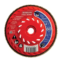 Diablo Steel Demon 4-1/2 in. D X 5/8 in. Zirconia Speed Hub Thread Arbor Flap Disc 60 Grit 1 pk