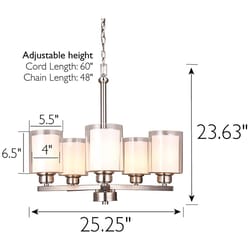Design House Olso Satin Nickel 5 lights Chandelier