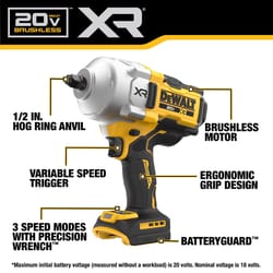 DeWalt 20V MAX XR 1/2 in. Cordless Brushless High Torque Impact Wrench Tool Only