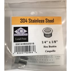 Smith-Cooper 1/4 in. MPT X 1/8 in. D FPT Stainless Steel Hex Bushing
