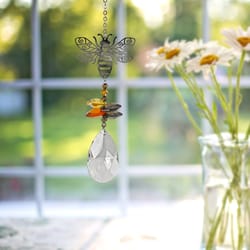 Woodstock Chimes Multi-color Crystal 4.5 in. Bee Wind Chime