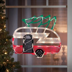IG Design Multicolored Lighted Camper Silhouette Indoor Christmas Decor 17 in.