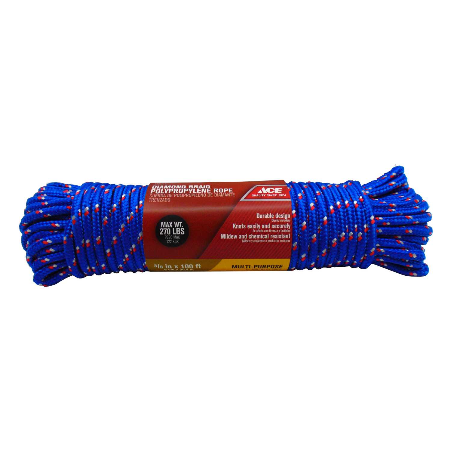 Ace 3/8 in. Dia. x 100 ft. L Assorted Diamond Braided Polypropylene