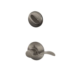 Schlage F Series Accent Distressed Nickel Handleset 1-3/4 in.