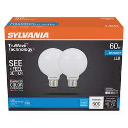 Sylvania TruWave G25 E26 (Medium) LED Bulb Daylight 60 Watt Equivalence 2 pk