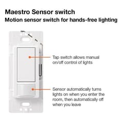 Lutron Maestro Occupancy 2 amps Single Pole Motion Sensor Switch Ivory 1 pk