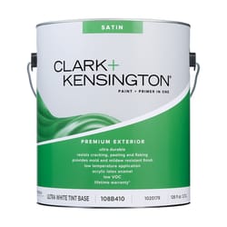 Clark+Kensington Satin Tint Base Ultra White Base Exterior Paint and Primer Exterior 1 gal