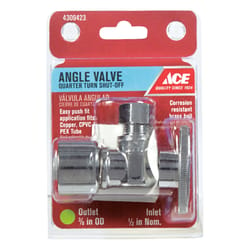 Ace Push Fit T Compression Brass Angle Stop Valve