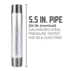 STZ Industries 3/4 in. MIP each X 3/4 in. D MIP Galvanized Steel 5-1/2 in. L Nipple