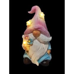 Luxe Light Decor Multicolored Polyresin 6.1 in. H Gnome Pink Hat Statue