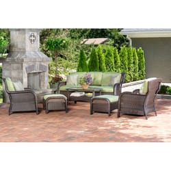 Hanover Strathmere 6 pc Aged Barrel Steel Transitional Deep Seating Set Cilantro Green