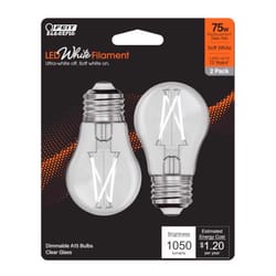 Feit White Filament A15 E26 (Medium) Filament LED Bulb Soft White 75 Watt Equivalence 2 pk