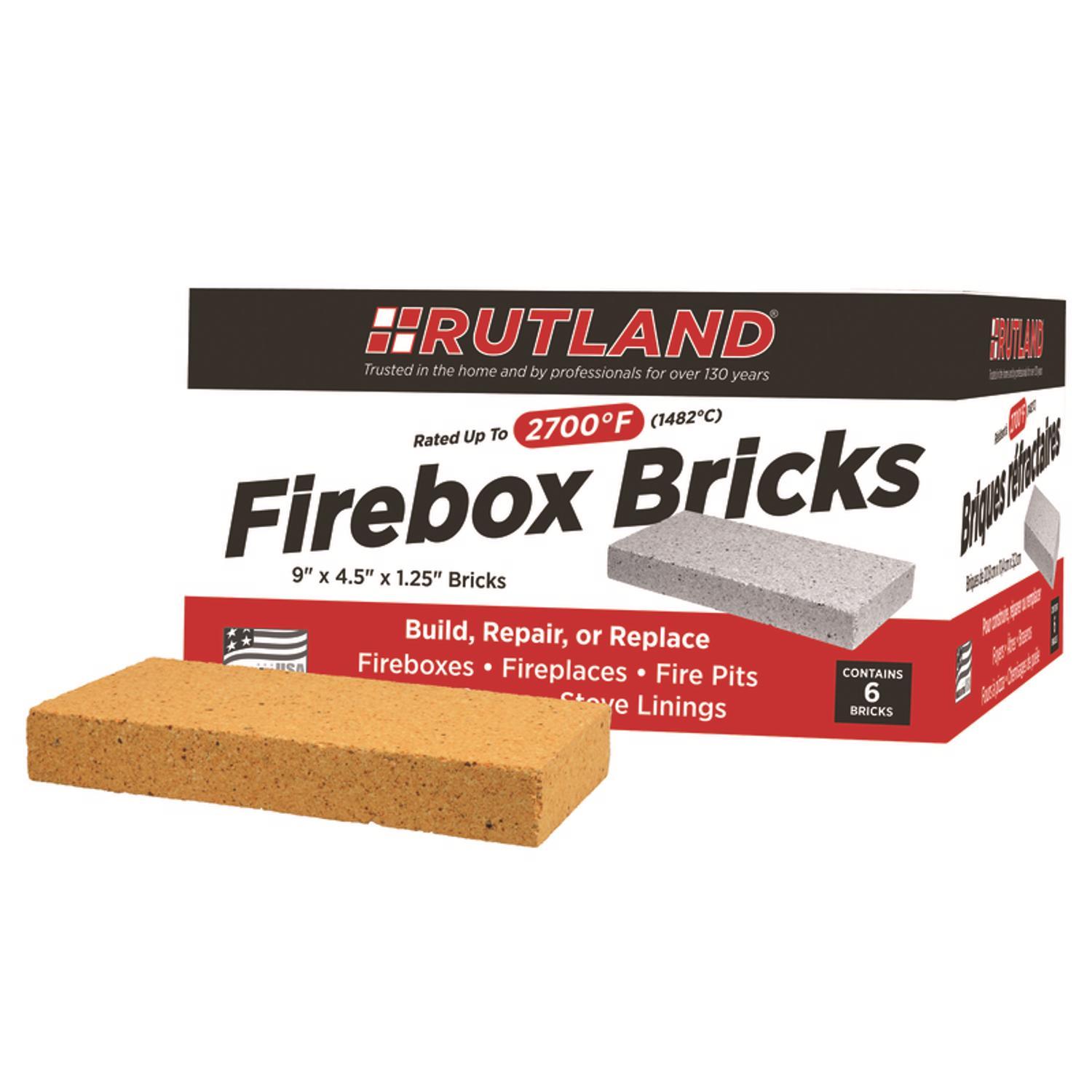 US Stove 4.5 x 9 x 1.25 Wood Burning Stove Pumice Firebrick, (6 Bricks) 