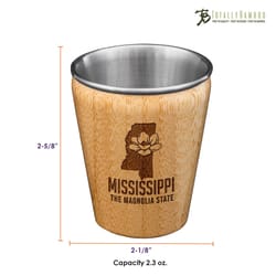 Totally Bamboo 2 oz Brown/Silver Stainless Steel/Wood Mississippi Shot Glass