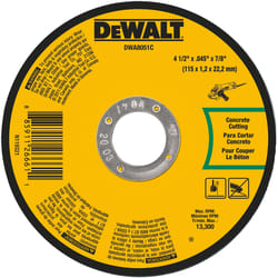 DeWalt 4-1/2 in. D X 7/8 in. Aluminum Oxide Masonry Cutting Wheel 1 pc