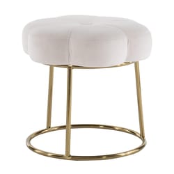 Linon Home Decor Braeside White Fabric Cushioned Stool Chair 1 each