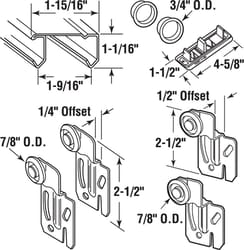 Prime-Line 7/8 in. D X 48 in. L Galvanized Silver Steel By-Pass Door Hardware Set 1 pk