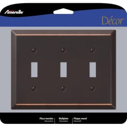 Amerelle Century Antique Bronze 3 gang Stamped Steel Toggle Wall Plate 1 pk