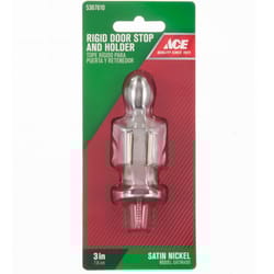 Ace 3 in. W Metal Satin Nickel Silver Rigid Door Stop w/Holder Mounts to door and wall 5/32 in.