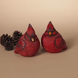 Gerson Red Sleeping Cardinal Figurine Indoor Christmas Decor 5 in.