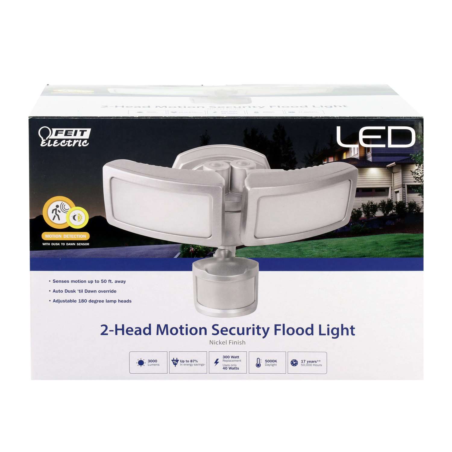 Feit Electric MotionSensing Hardwired LED Gray Security Floodlight