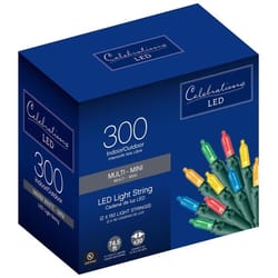 Celebrations Blue LED Mini Multicolored 300 ct String Christmas Lights 74.5 ft.