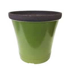 Misco 12.2 in. H X 13 in. D Resin Crackle Planter Black/Green