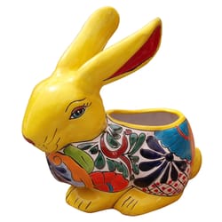 Avera Products Talavera 10.5 in. H X 6 in. W Ceramic Rabbit Planter Multicolored