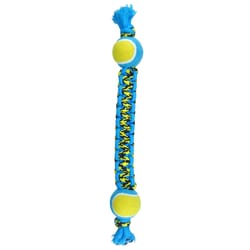 Boss Pet Pet Park Blvd Yellow Woven Paracord Rope with Tennis Ball Dog Toy 1 pk