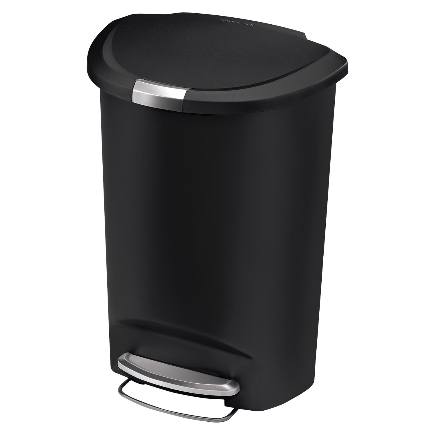 Photos - Other interior and decor Simplehuman 50 L Black Plastic/Steel Step On Trash Can CW1389 