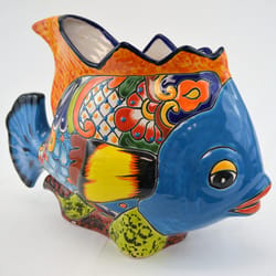 Avera Products Talavera 14 in. H X 9 in. W Ceramic Tropical Fish Planter Multicolored